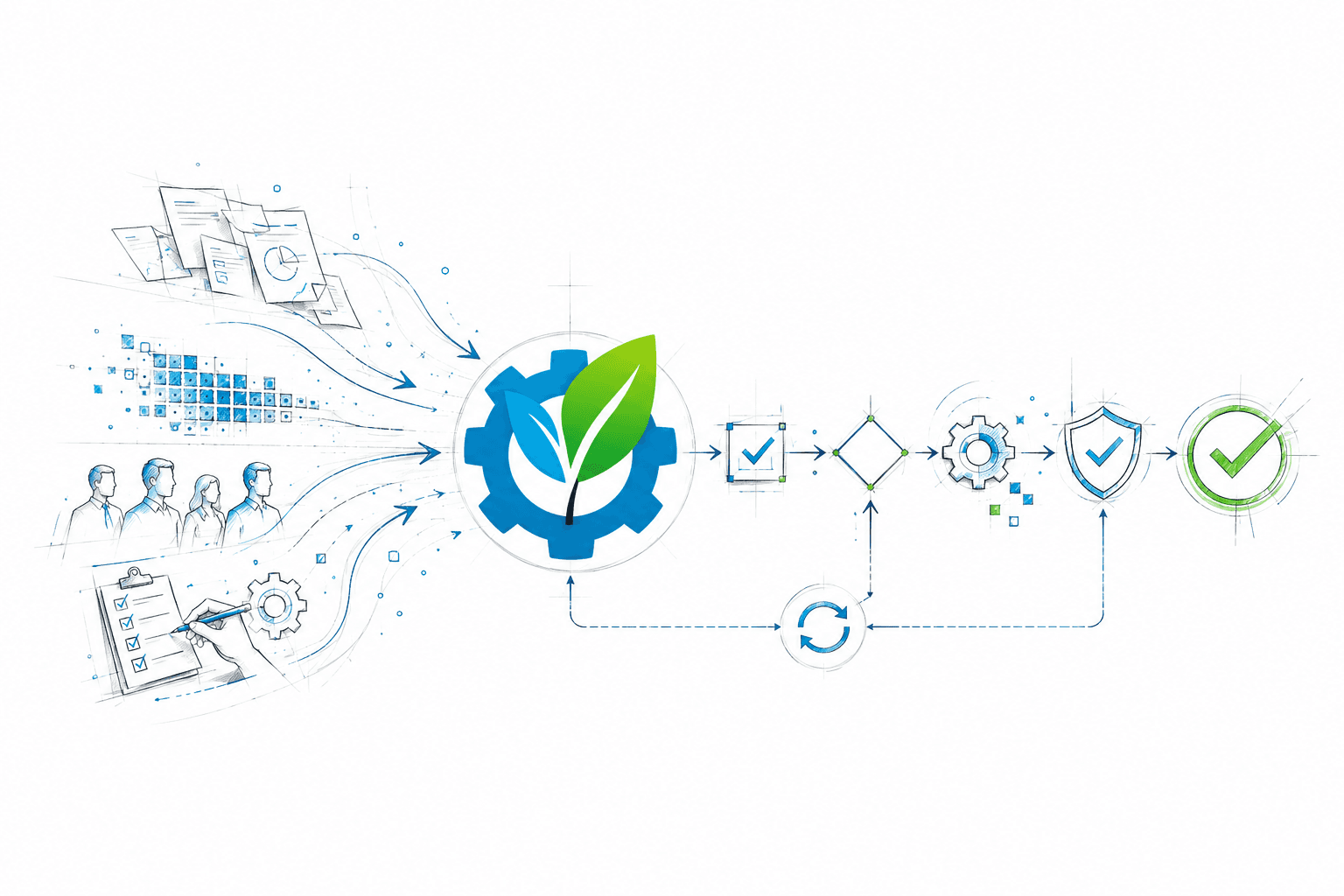 Elementos empresariales que convergen a través de Efetica en un proceso controlado y optimizado