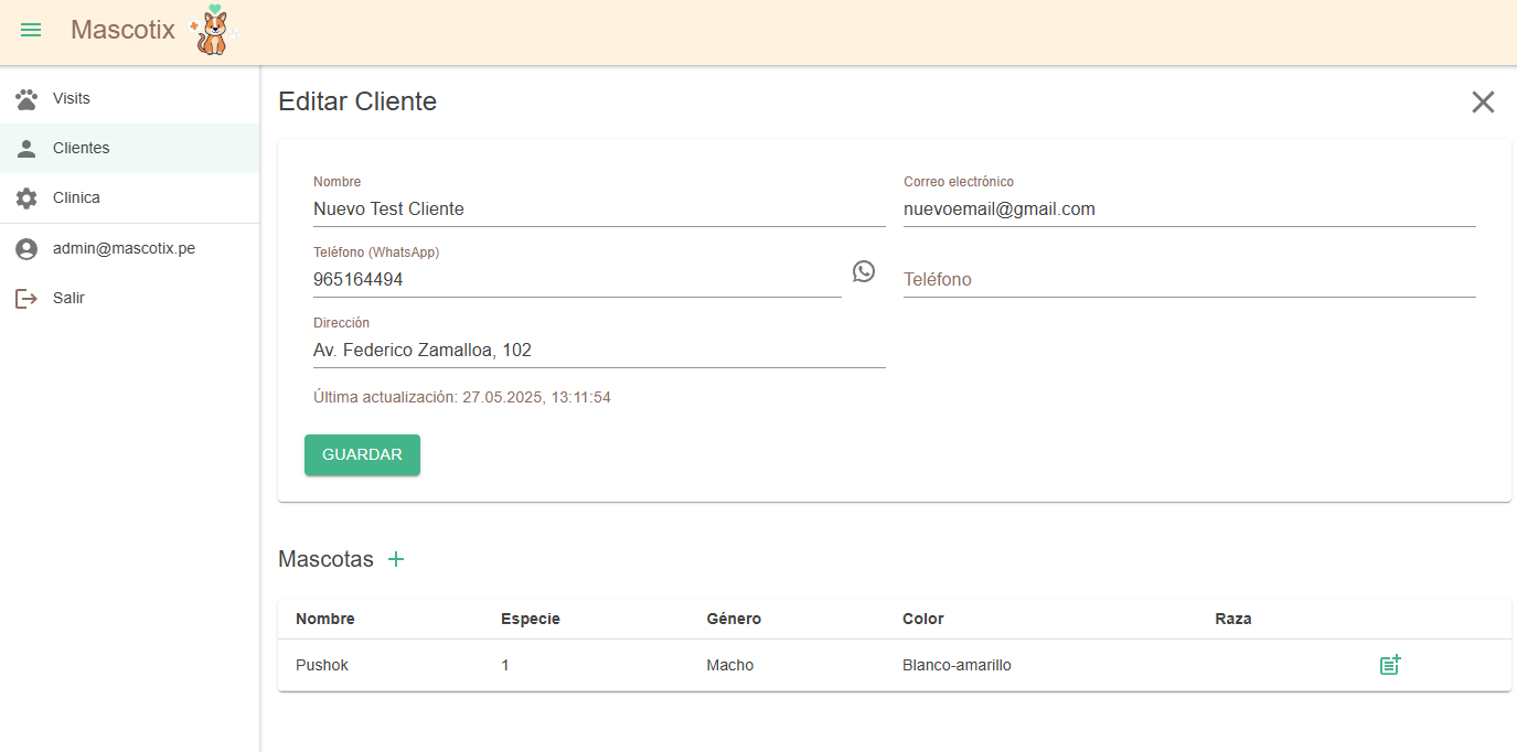 Cliente Mascotix